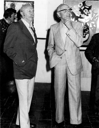 Umberto Mastroianni e Leonardo Castellani in occasione dell'Antologica di Mastrianni a Urbino nell'estate del 1977