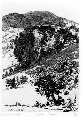 Ca Fabbri a Tavoleto, 1955, acquaforte, nini. 340x280