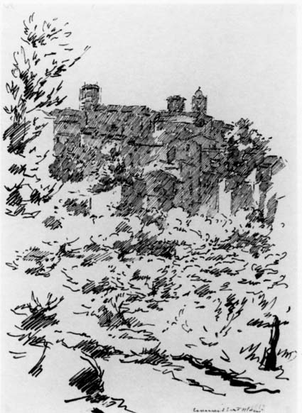 Disegno a penna, 1962 per acquaforte, mm 355x250
